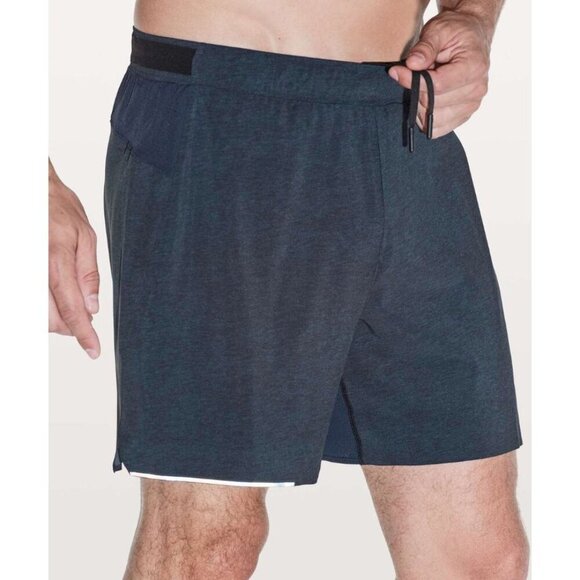 Lululemon Surge Short *6" Updated Heathered Printed Iron Blue True Navy Medium - Picture 1 of 9